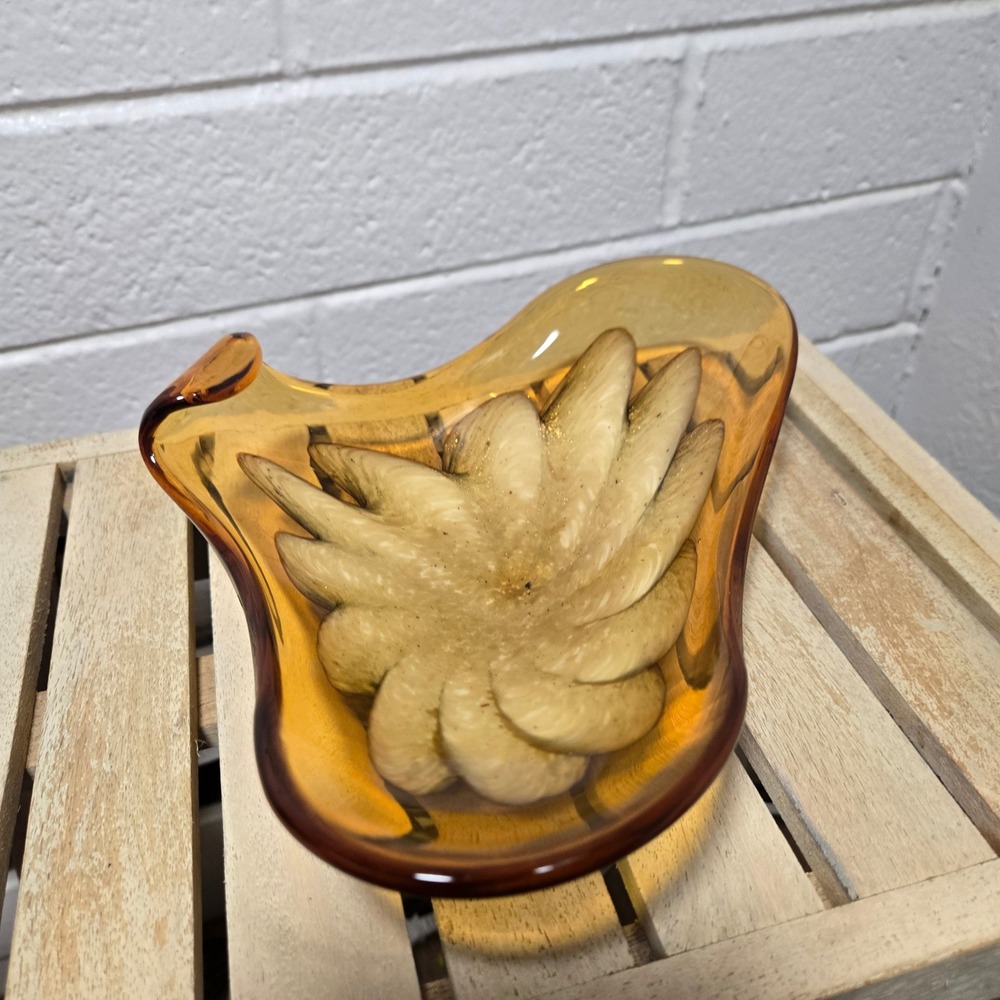 Vtg‎ Fratelli Toso Murano Glass Bowl Ashtray Candy Dish Flower Swirl MCM Decor